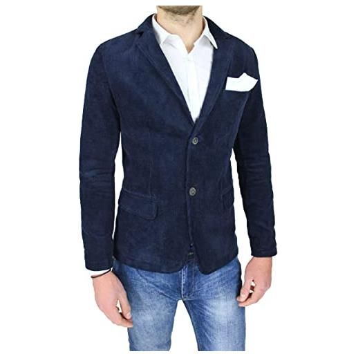 Evoga giacca uomo sartoriale blazer invernale slim fit elegante (xxl, marrone in velluto)