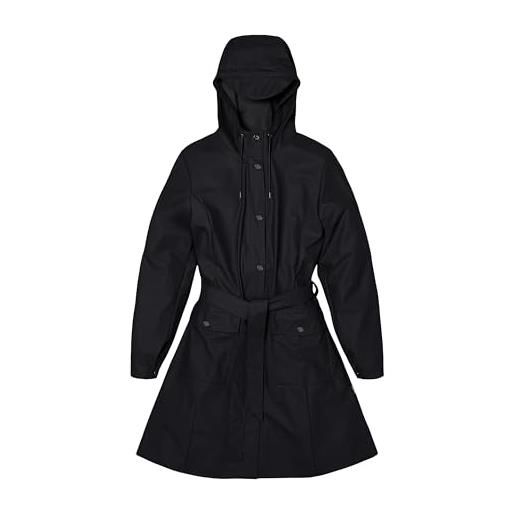 RAINS curve w jacket giacca impermeabile, nero (01 black), s donna