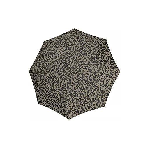 Reisenthel umbrella pocket classic - ombrello tascabile antivento con apertura manuale, manico con design ergonomico, realizzato con bottiglie in pet riciclate, fantasia baroque taupe