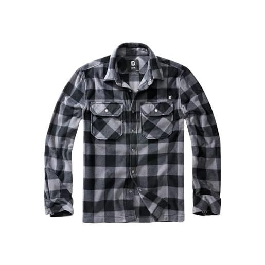 Brandit jeff-maglietta a maniche lunghe in pile camicia, nero/grigio, s uomo