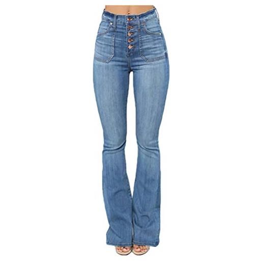 ORANDESIGNE donne jeans a zampa di elefante moda pantaloni a zampa di elefante pantaloni a vita alta elasticizzati