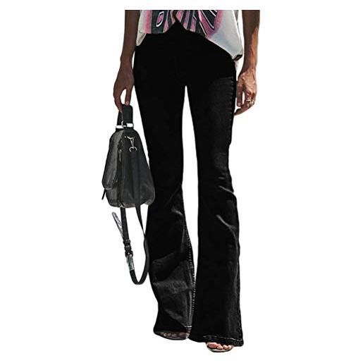 ORANDESIGNE donne jeans a zampa di elefante moda pantaloni a zampa di elefante pantaloni a vita alta elasticizzati a-blu xxl