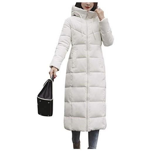 ORANDESIGNE cappotto piumino imbottito cappuccio donna invernali elegante lungo addensare caldo leggero piuma giacca outwear parka coat slim fit bianco it 50