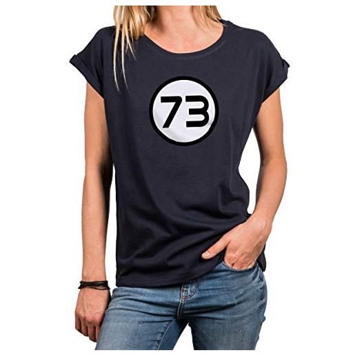 MAKAYA maglietta donna - 73 numero magico sheldon t-shirt divertenti matematica theory top blu taglie forti xs