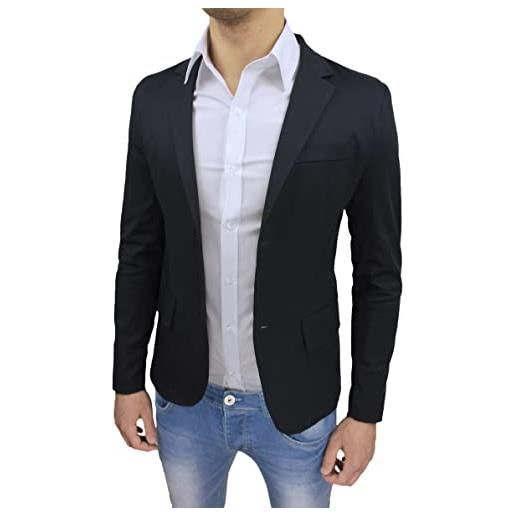 Evoga giacca uomo slim fit in cotone blazer formale elegante casual aderente (3xl, blu scuro navy)