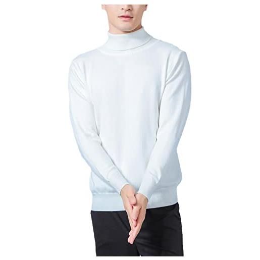 SaoBiiu maglione da uomo in cashmere invernale morbido maglione in jersey caldo maglione da uomo maglione maglione dolcevita maglioni lavorati a maglia, bianco, m