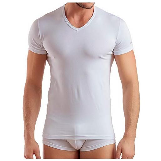 Enrico Coveri maglietta intima uomo scollo v offerta 3 e 6 pezzi, maglia uomo in cotone bielastico et 1001 (6 pezzi. Nero, s)