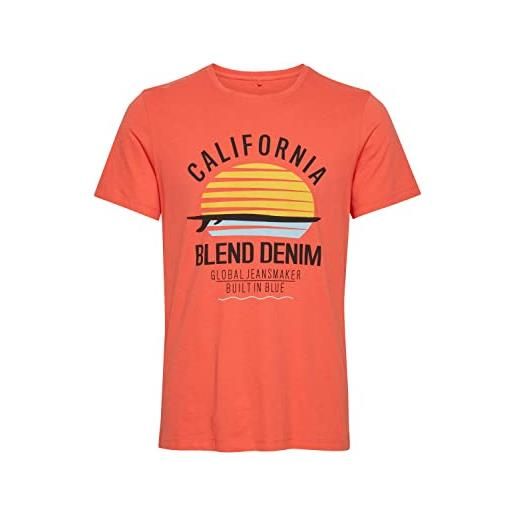 b BLEND blend califo magliette t-shirt a maniche corte con stampa da uomo con girocollo taschino, taglia: xxl, colore: federal blue (74001)