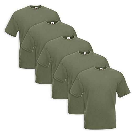 Coats&Coats set 5 t-shirt fruit of the loom (5 pezzi verde militare - l - 5)
