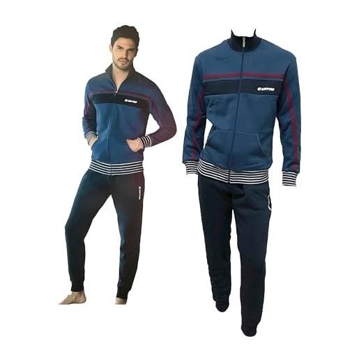 Lotto tuta uomo in felpa garzata sportiva uomo tuta uomo cotone felpato (4005 grigio m, xxl)