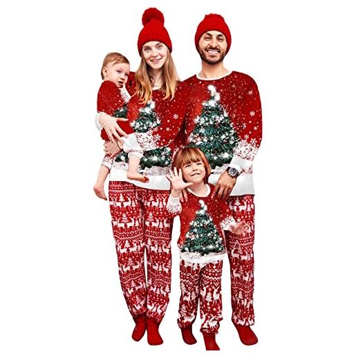 NIBESSER pigiama natale famiglia lungo pigiami natalizi famiglia coordinati pigiama invernale per donna uomo bamino caldo maniche lunghe girocollo comodo regalo natalizio，renna nero，donna，m