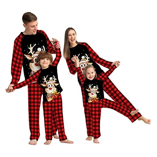 NIBESSER pigiama natale famiglia lungo pigiami natalizi famiglia coordinati pigiama invernale per donna uomo bamino caldo maniche lunghe girocollo comodo regalo natalizio，righe rosso bianco padre，xl