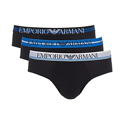 Emporio Armani 3-pack brief mixed waistband pantaloncini, black dark, s (pacco da 3) uomo