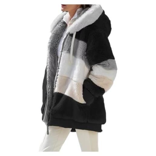 ShangSRS giacca in pile cappotto caldo con cerniera da donna , cappotto invernale da donna a maniche lunghe con cappuccio cardigan maglione. (cachi, 2xl)