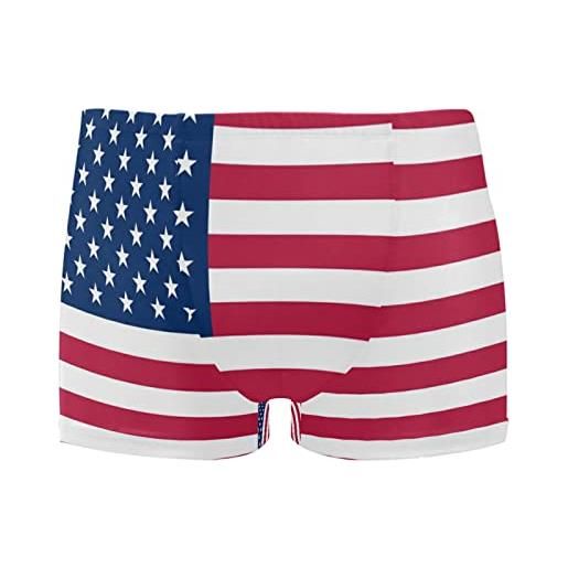 Dallonan costume da bagno da uomo con bandiera americana ad asciugatura rapida, bandiera americana. , s corto