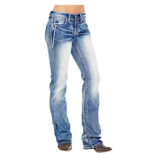 ORANDESIGNE donna jeans a zampa pantaloni a vita alta elasticizzati b blu scuro l