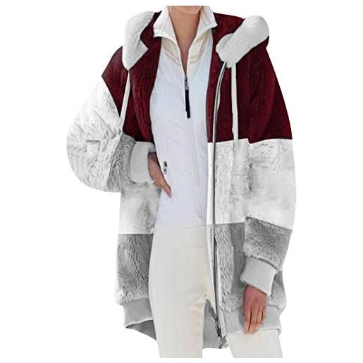 EFOFEI donne colore soda colore calda maglione a zip elegante cardigan sciolto con borse outwear con borse e corda di cordone rosso 5xl