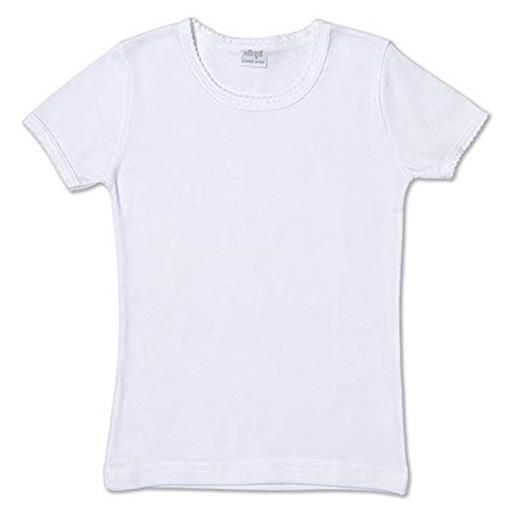 Ellepi 6 magliette intime bambina ragazza in puro cotone anallergico con cuciture comfort colore bianco. Taglia 4