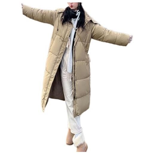 ORANDESIGNE piumino lungo con cappuccio donna giacche di piumino ultraleggeri slim trapuntato giubbotto inverno caldo addensato cappotto lungo b nero s