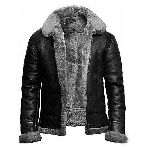 VIVICOLOR cappotto in pelle vintage da uomo giacca da uomo in ecopelle invernale foderata in pelliccia con collo in pelliccia taglia xs s m l xl 2xl 3xl
