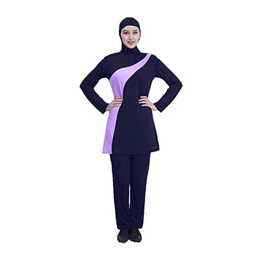 MANYMANY costume da bagno a maniche lunghe musulmano a due pezzi costumi da bagno islamici a copertura totale burkini costumi da bagno neri modesti