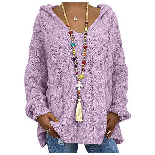 Maglioni Donna Maglione Donna Invernale Pullover Donna Scollo A V Sweater Maglione Trecce Uncinetto Oversize Largo Donna Manica Lunga Elegante Particolari Taglie Forti Larghi Eleganti Donna S