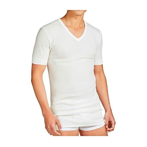 Generico maglietta intima uomo lana cotone offerta 3-4-6 pezzi scollo v maglia intima uomo termica invernale 289 (4 pezzi-bianco lana, xxl)