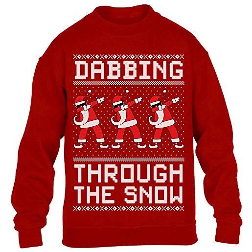 Shirtgeil dabbing through the snow - regalo per natale maglione per bambini e ragazzi 9-11 anni rosso