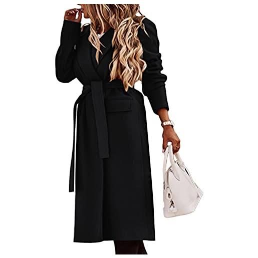 Tomwell cappotto donna elegante casuale cardigan autunno giacca invernale maglione cappotto donna cammello pelliccia risvolto cappotto blu giacca b nero s