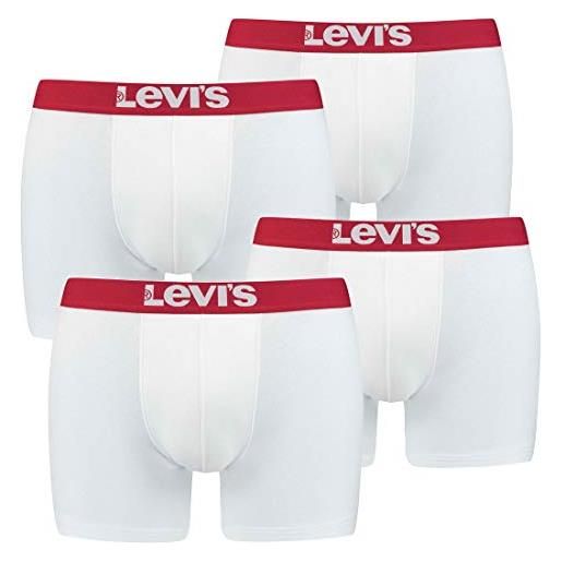 Levi's levi - boxer da uomo solid basic, confezione da 4 pezzi bianco / bianco xxl