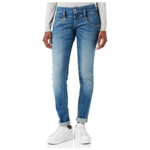 Herrlicher pitch slim organic denim jeans, blue sea l30, w24/l30 donna