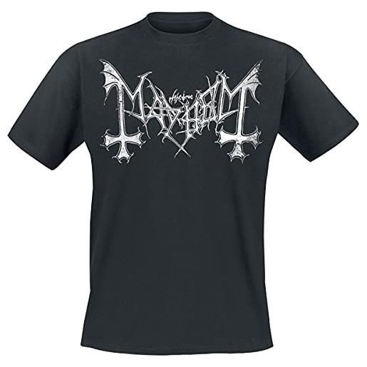 Mayhem distressed logo uomo t-shirt nero s 100% cotone regular