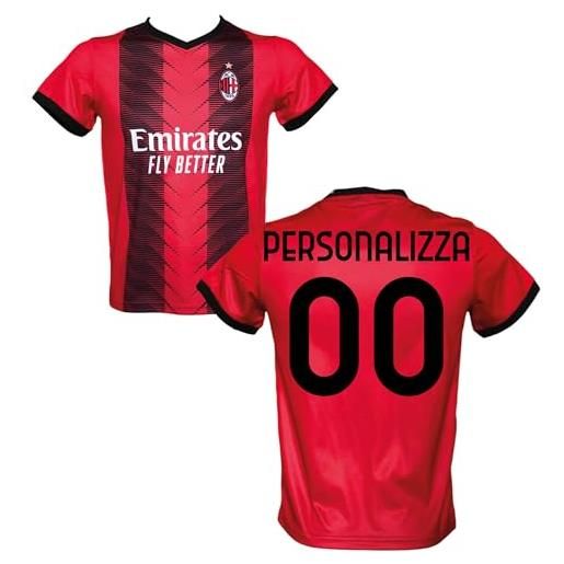 A.C. Milan maglia calcio rossonera personalizzabile replica autorizzata 2023-2024 bambino (taglie 2 4 6 8 10 12) adulto (s m l xl) (12 anni)