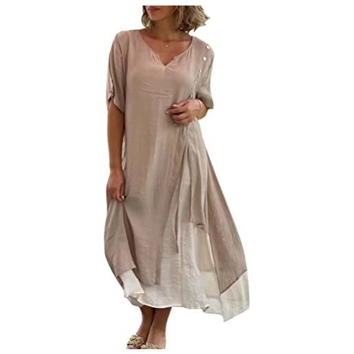 Onsoyours vestito donna elegante lungo abiti da cerimonia curvy sexy scollo v vestiti eleganti estivi manica corta abito maxi vestito chiffon cocktail beach a nero l