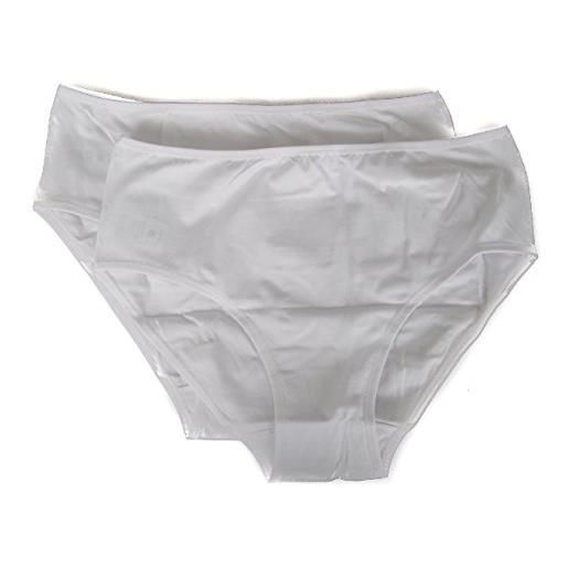 RAGNO confezione 2 slip donna slip alto bordato liscio mutande bipack articolo 07455q pocket, 010b bianco, l