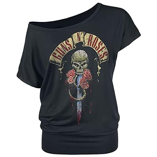 Guns N' Roses dripping dagger donna t-shirt nero s 95% viscosa, 5% elasthane largo