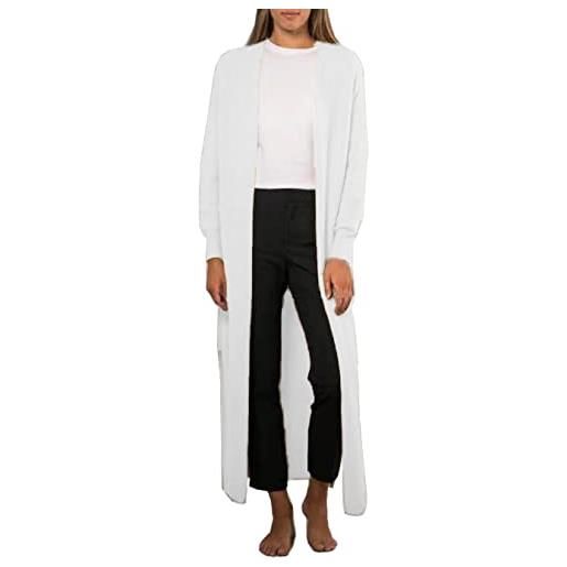 Maxi Cardigan Allentato A Maniche Lunghe In Tinta Unita Casual Estivo Da Donna Vestito Estivo Lungo Da Spiaggia Boho Con Soprabito Lungo Piumino Donna 100 Grammi Donna Cento Grammi Donna (White, S