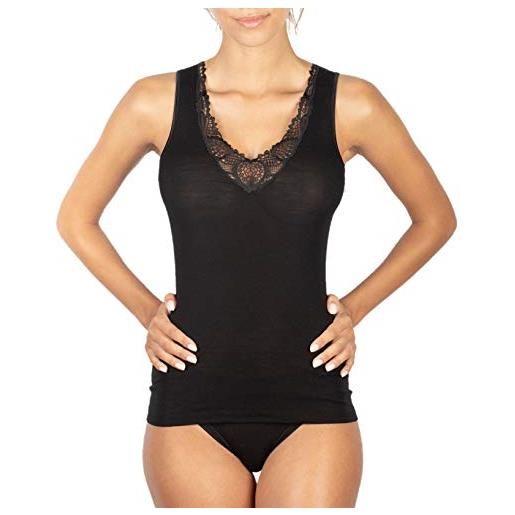 Canottiera donna spalla in pizzo misto lana vestibilità morbida Magal 72166