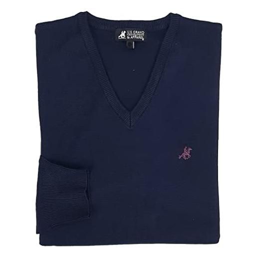 U.S. Grand Polo Equipment & Apparel maglione maglioncino uomo scollo v pullover punta tinta unita elegante m l xl xxl xxxl (xxl - rosso)