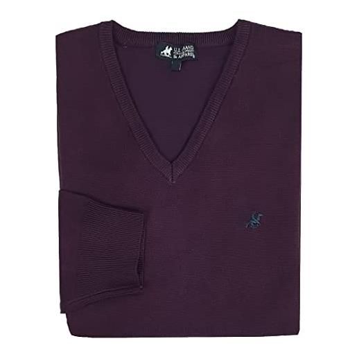 U.S. Grand Polo Equipment & Apparel maglione maglioncino uomo scollo v pullover punta tinta unita elegante m l xl xxl xxxl (xl - nero)