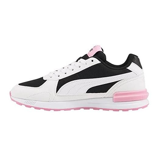 PUMA graviton jr scarpe da ginnastica, white black-prism pink, 37.5 eu unisex-bambini e ragazzi
