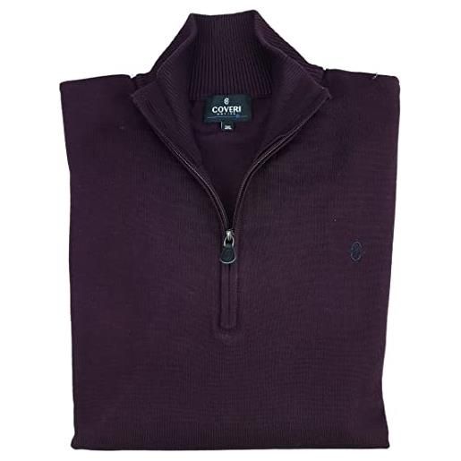 Coveri maglione maglioncino lupetto pullover uomo mezza zip taglie forti 3xl 4xl (5xl - bordeaux)