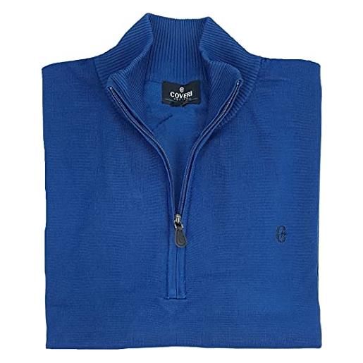 Coveri maglione maglioncino lupetto pullover uomo mezza zip taglie forti 3xl 4xl (4xl - blu)