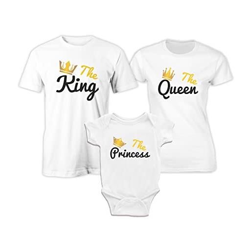 Puzzletee tris famiglia - magliette e body bimba - king - queen - princess - principessa - re - regina - bimba - magliette e body neonato - festa della mamma - t-shirt famiglia