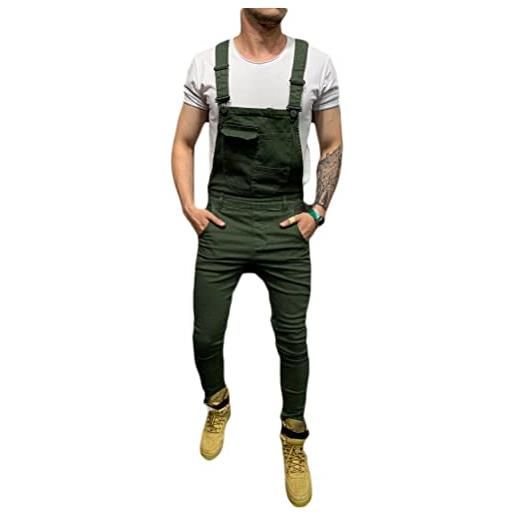 Onsoyours salopette uomo in denim casual pantaloni strappati uomo in tinta unita salopette uomo jeans slim fit con bretelle pantaloni larghi da lavoro e bianco l