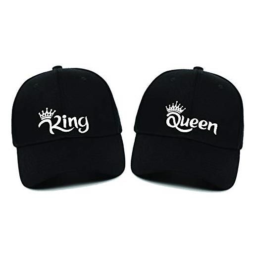 gadgeteventi coppia cappelli snapback "king and queen corona" (nero)