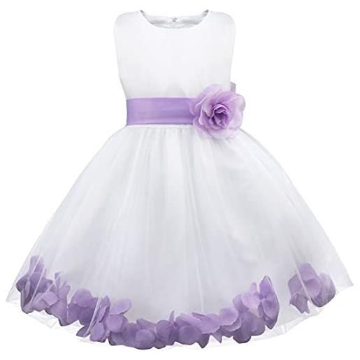 iEFiEL vestito bambina cerimonia tulle abito da principessa ricamato fiore vestito da sposa damigella d'onore 2-14 anni lavender b 14 anni