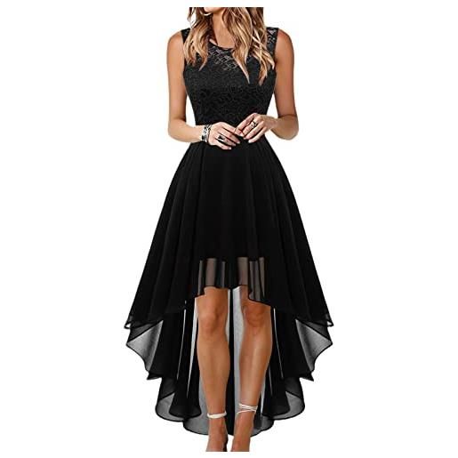 EGSDMNVSQ vestiti da cerimonia da donna alta elasticità scollo a v lunga vestito da cocktail da sera elegante vestito da damigella linea ad a orlo asimmetrico abiti