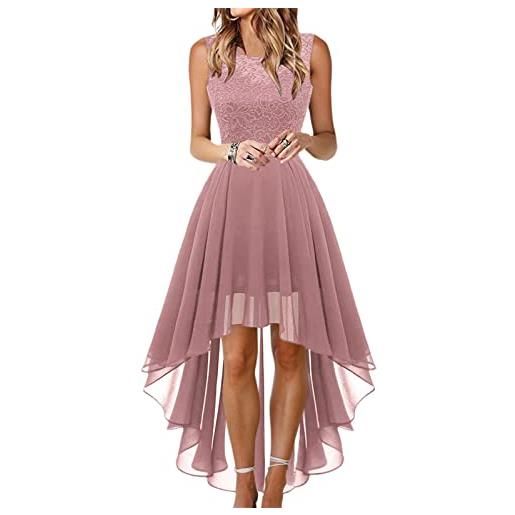 EGSDMNVSQ vestiti da cerimonia da donna alta elasticità scollo a v lunga vestito da cocktail da sera elegante vestito da damigella linea ad a orlo asimmetrico abiti