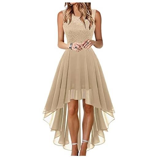 EGSDMNVSQ vestiti da cerimonia da donna alta elasticità scollo a v lunga vestito da cocktail da sera elegante vestito da damigella linea ad a orlo asimmetrico abiti